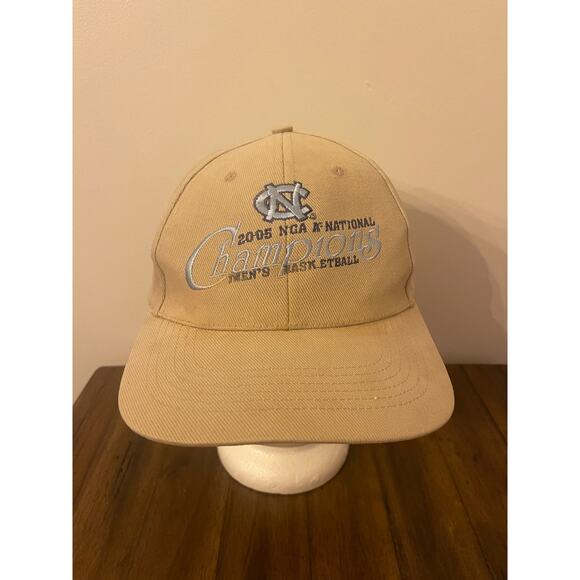 UNC Tar Heels 2005 National Champions Basketball Tan Adjustable Baseball Hat - Picture 1 of 7
